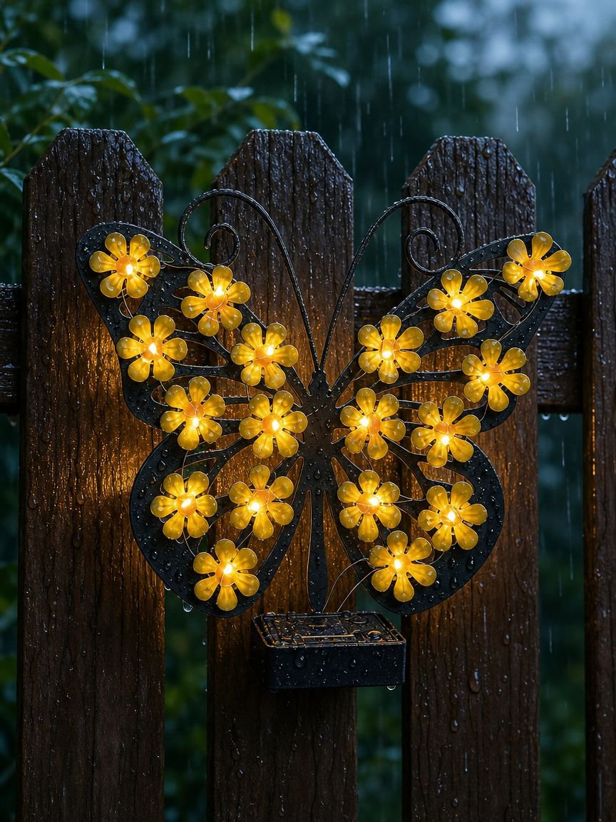 Eco-friendly solar-powered butterfly lamp for outdoor decor