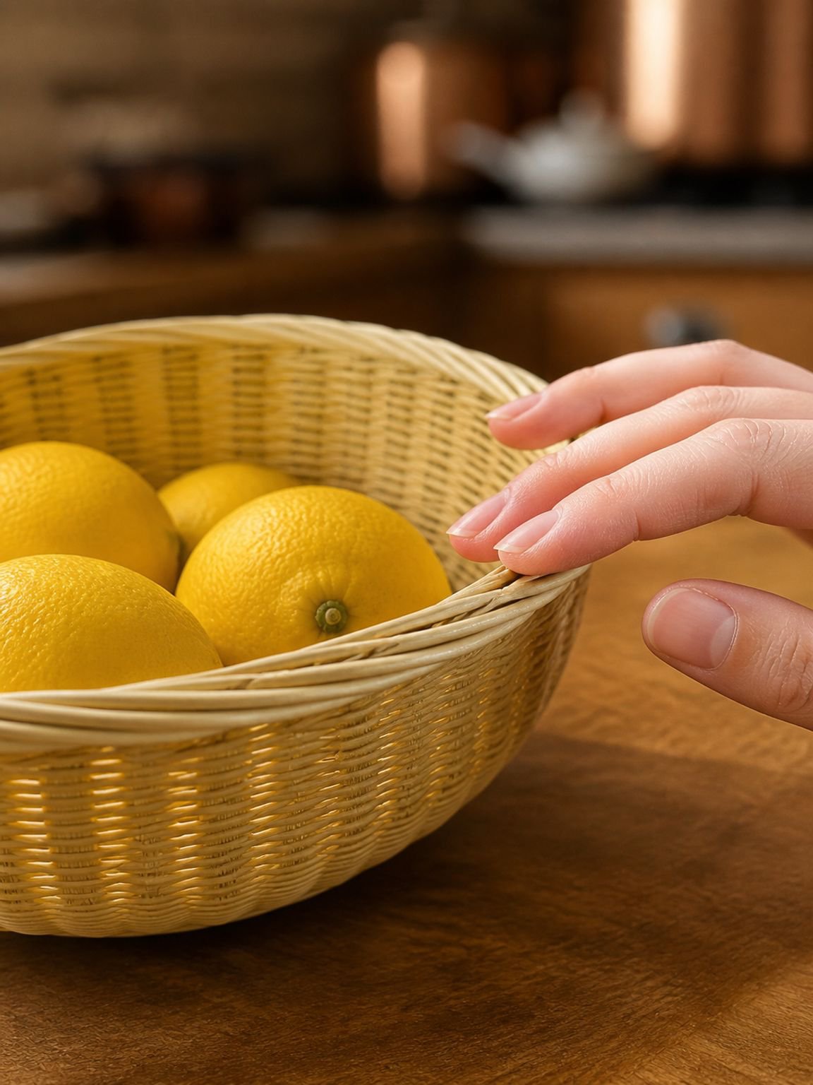 Bamboo vegetable basket with ergonomic handles