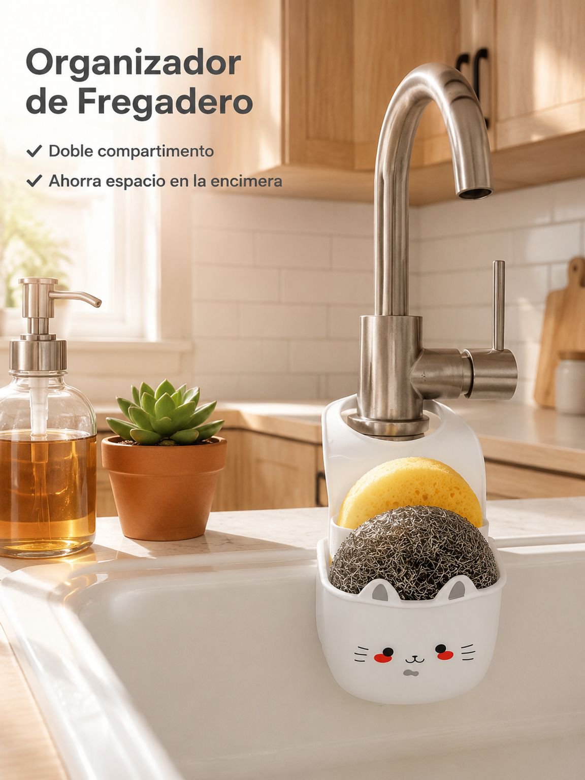 Organizador doble para fregadero
