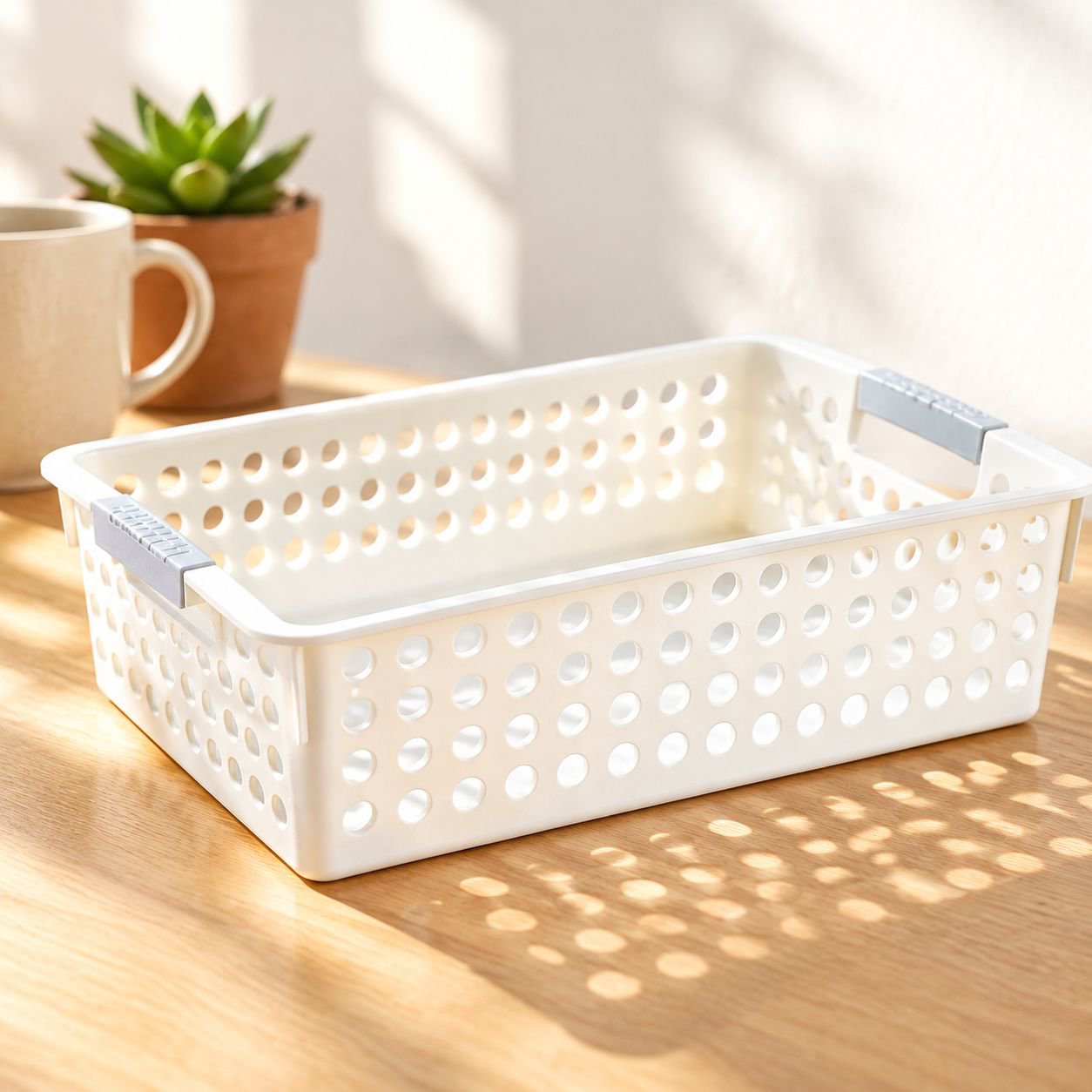Contenedor para objetos pequeños de escritorio en color blanco