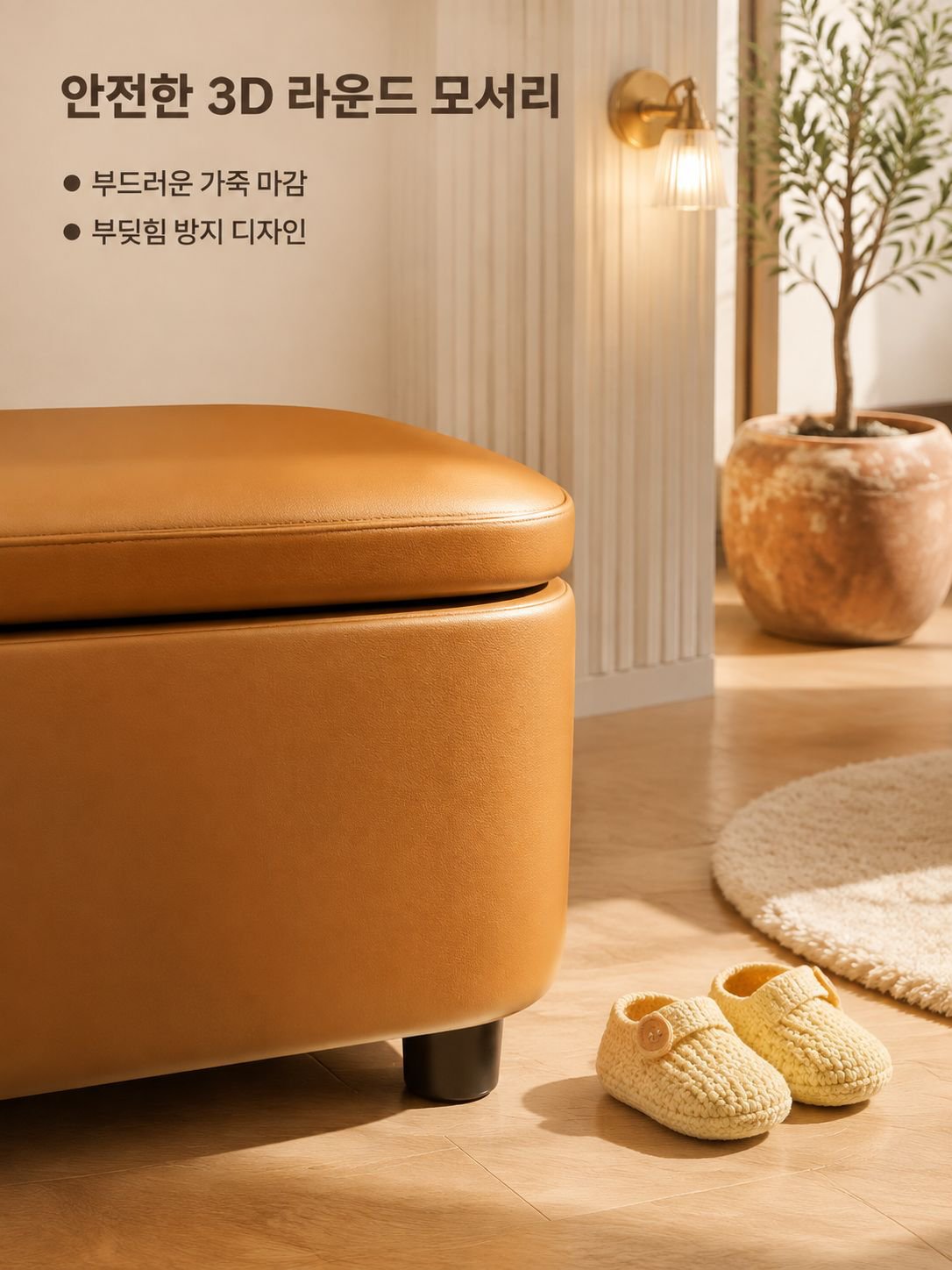 가죽 쿠션 신발 벤치
