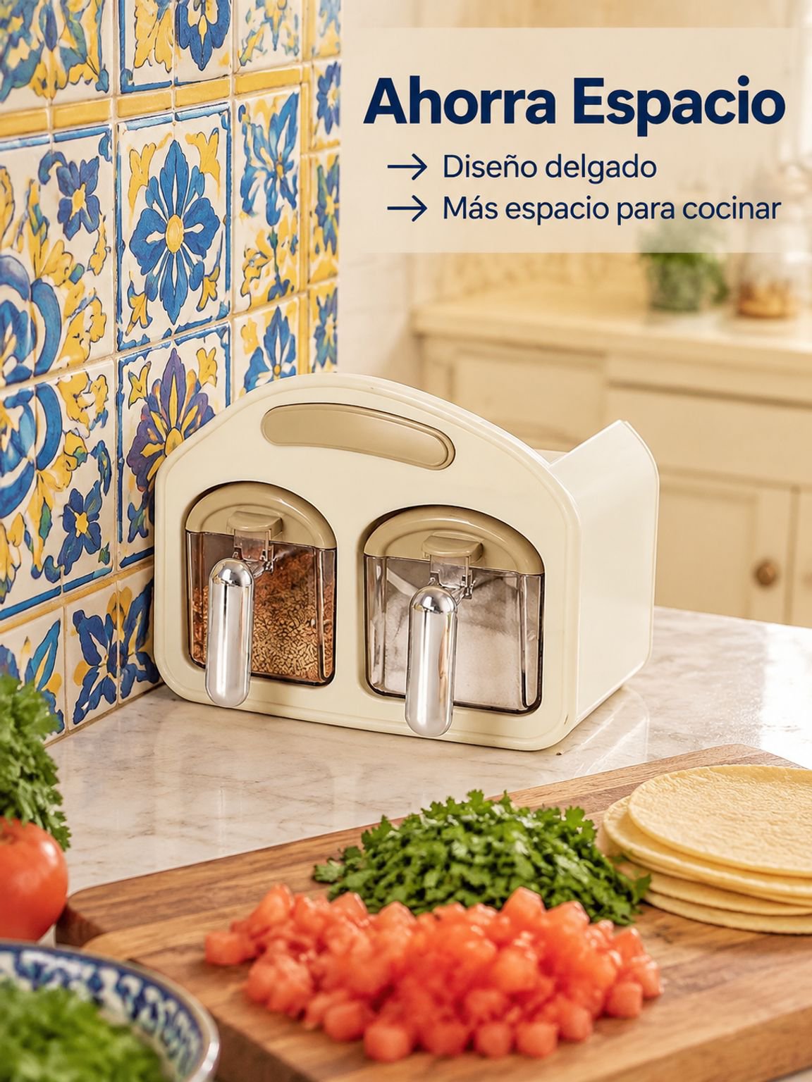Caja de condimentos y estante para condimentos