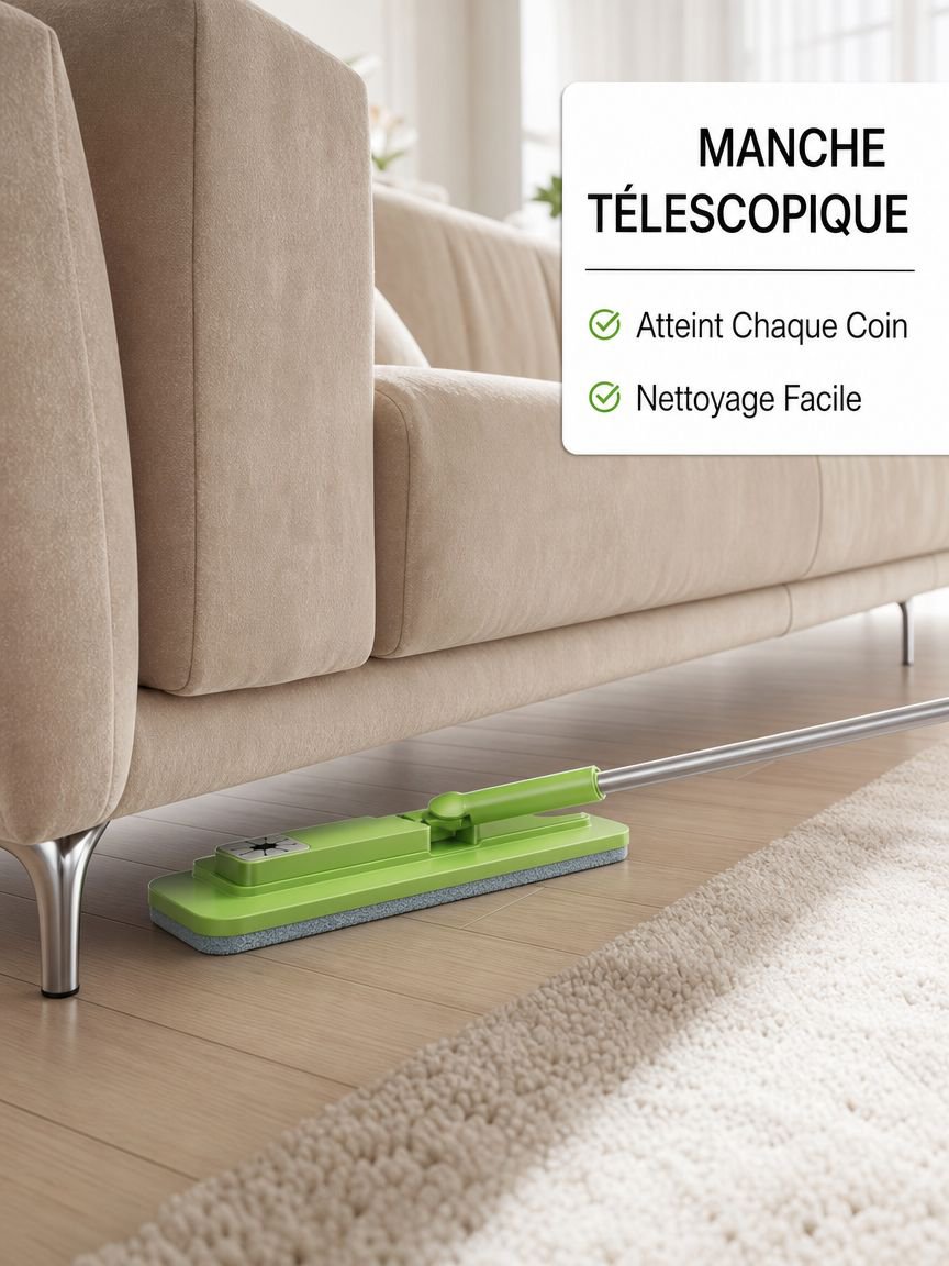Serpillière à pince extensible en corindon, utilisable à sec et à l'humide