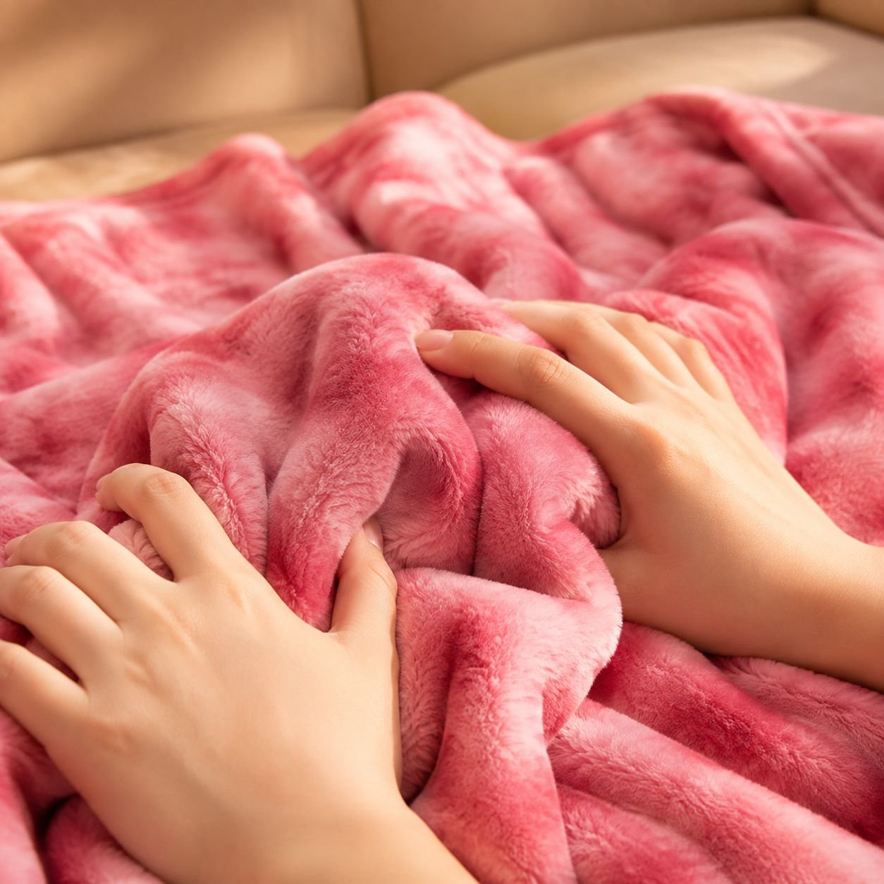 Warm thickened fleece blanket in neutral colors