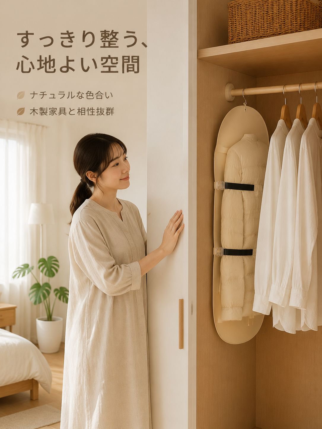 壁掛け式衣類収納圧縮ボード