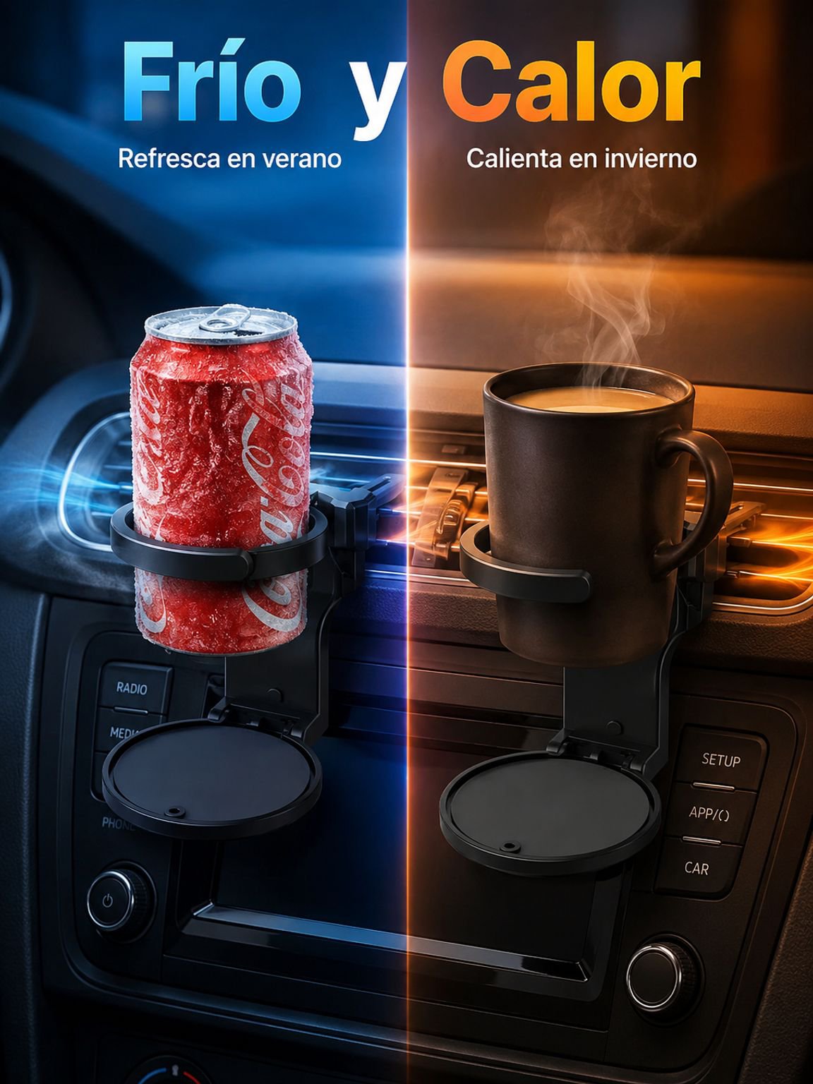 Portavasos multifuncional para coche