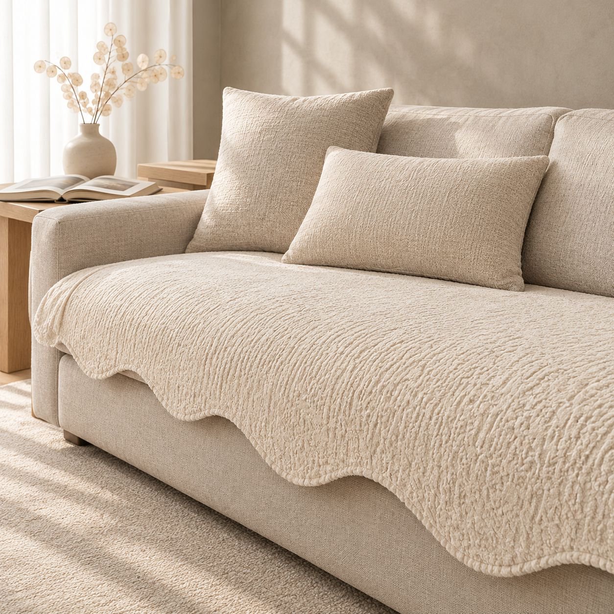 Coussins de forme irrégulière de style wabi-sabi à texture simple, coussins de canapé de style minim