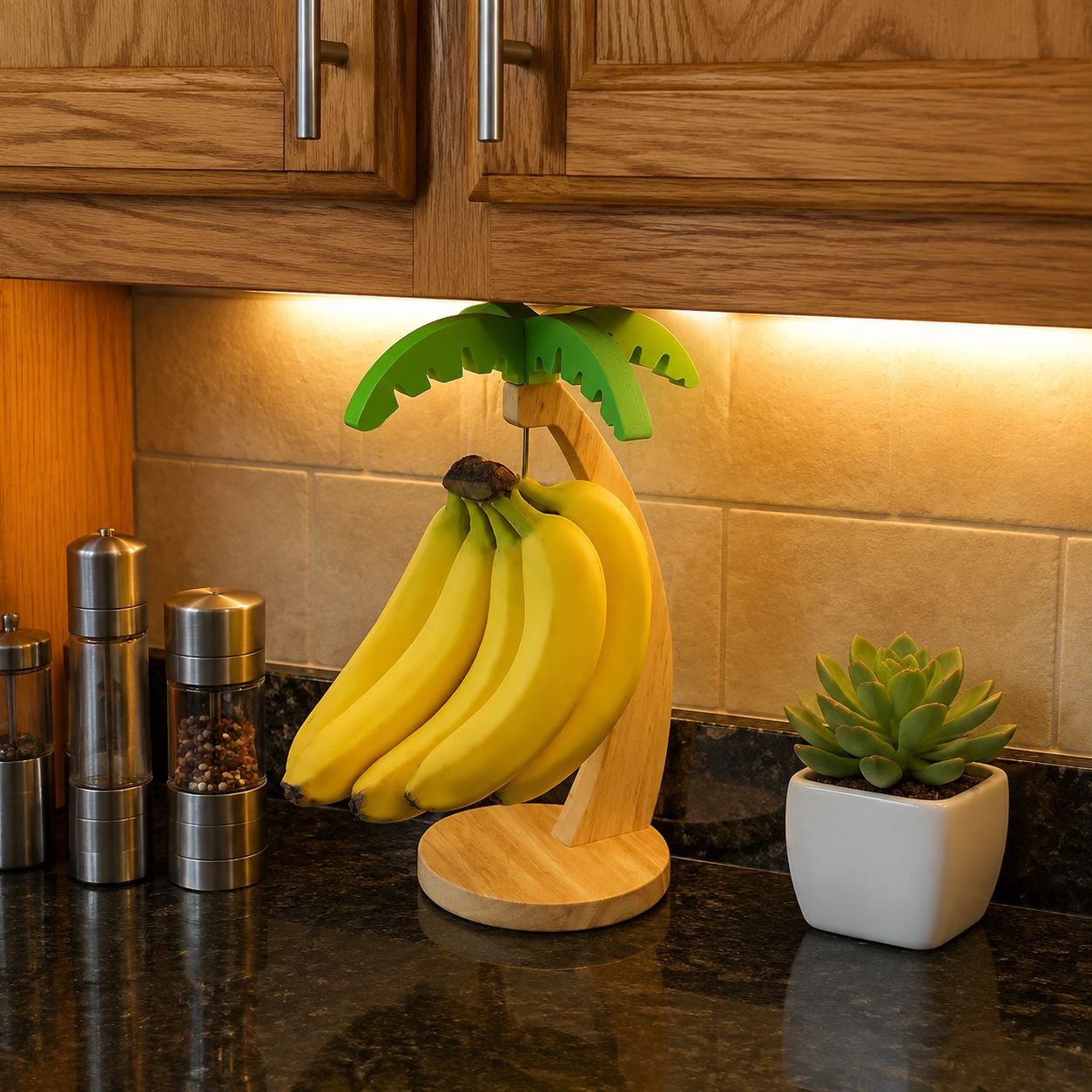 Home Desktop Solid Wood Banana and Fruit Storage Display Rack