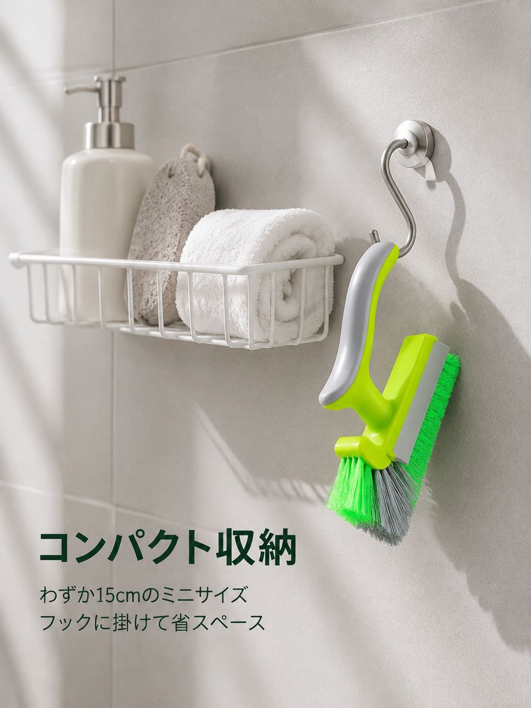 浴室の隅の隙間ブラシ