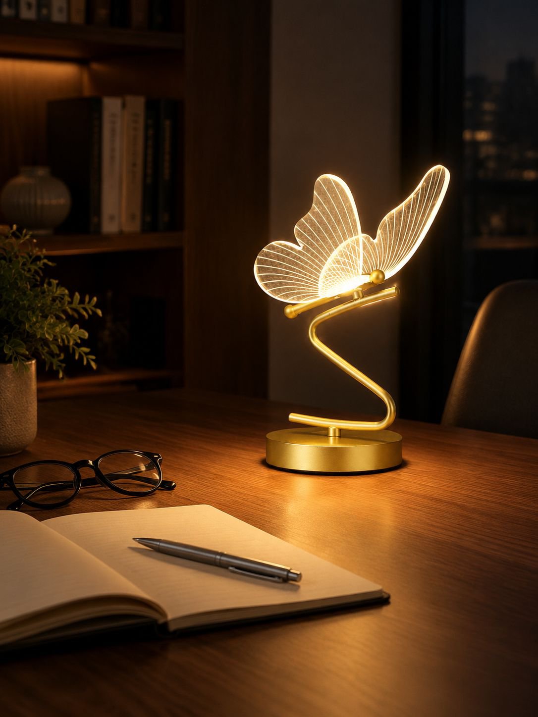 Kreative Tischlampe im nordischen Stil mit Schmetterlingsdesign, wiederaufladbare Nachttischlampe
