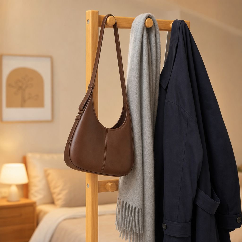 Simple bedside table clothes hanger integrated home bedroom storage rack rental house floor-standing