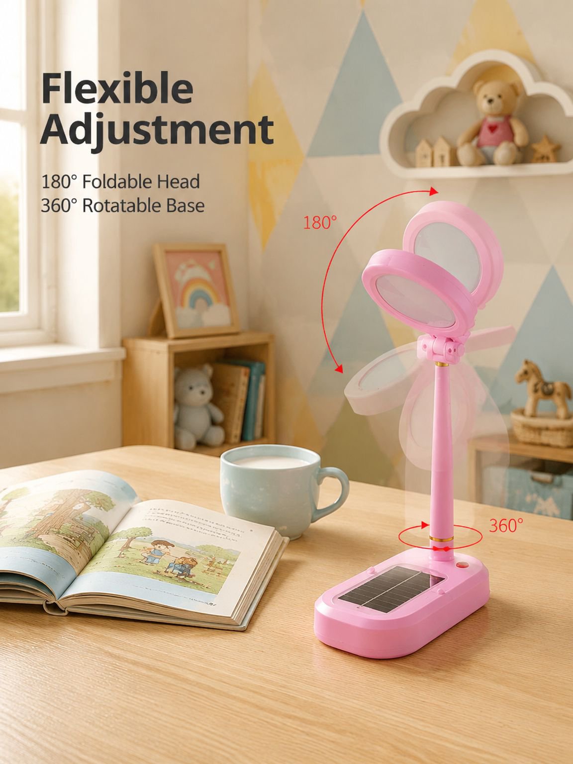 Solar Rechargeable Desk Lamp Study Fan