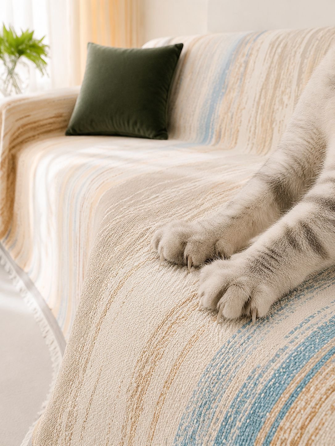 Gradient color non-slip sofa cover on modern couch