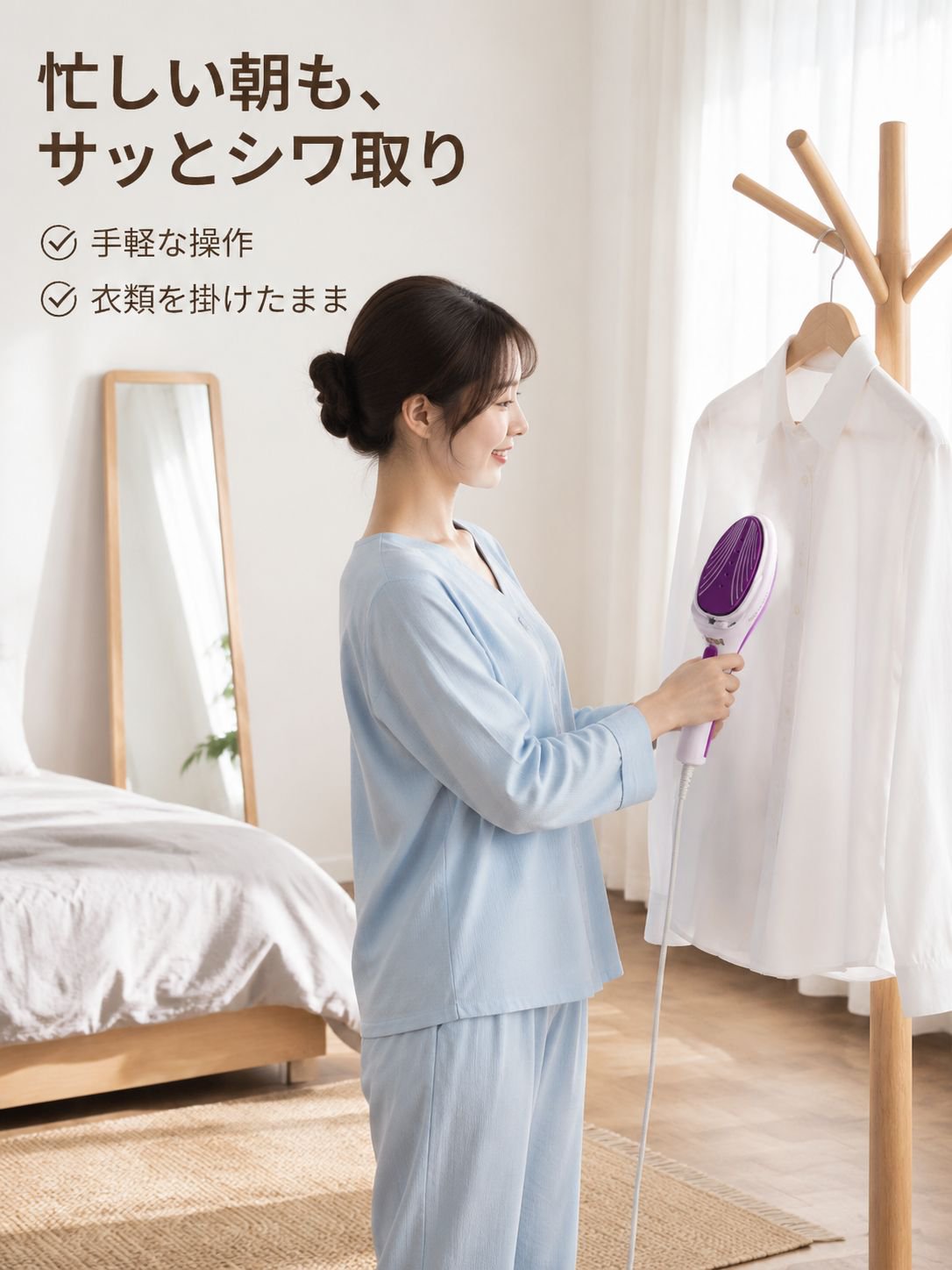 携帯用ミニスチームブラシ 衣類乾燥ブラシ（レッド）