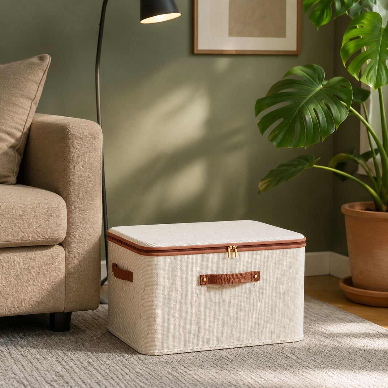 Easy-to-carry storage box with side handles