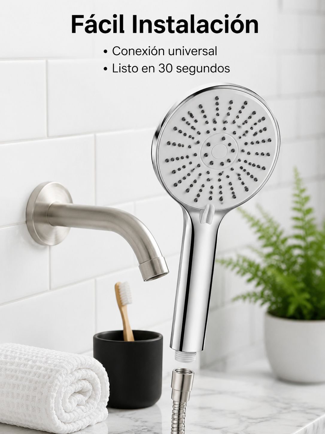 Regadera manual de cinco modos con panel de silicona