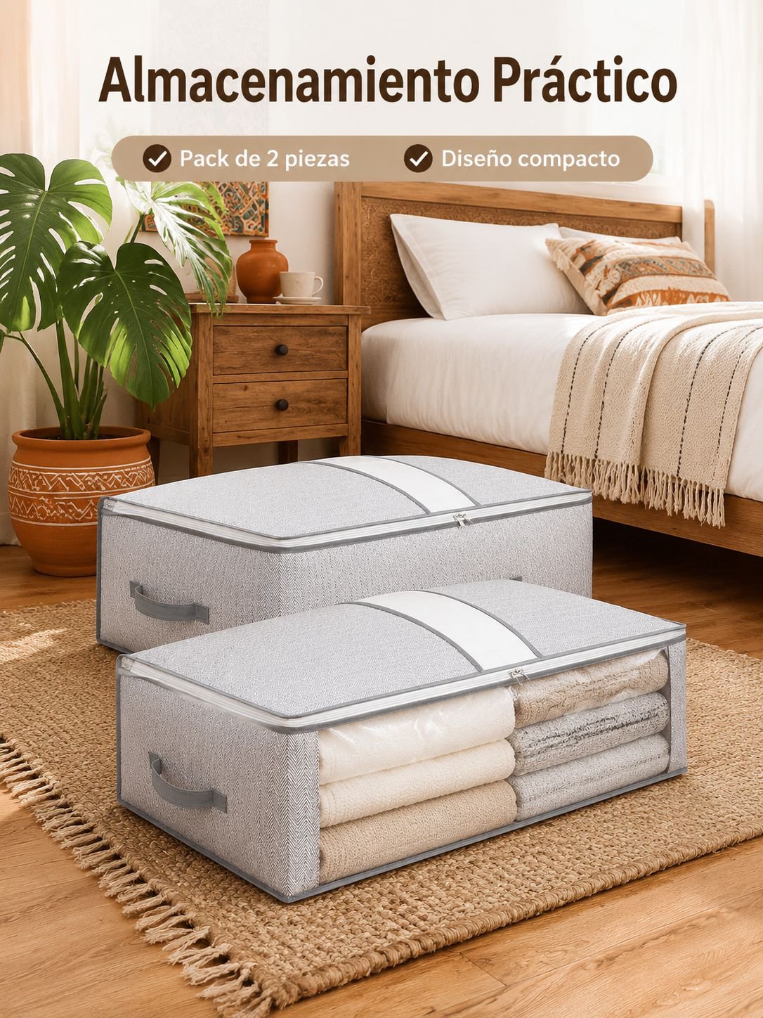 Caja organizadora de edredones Hazel de Hansem para huecos, paquete de 2