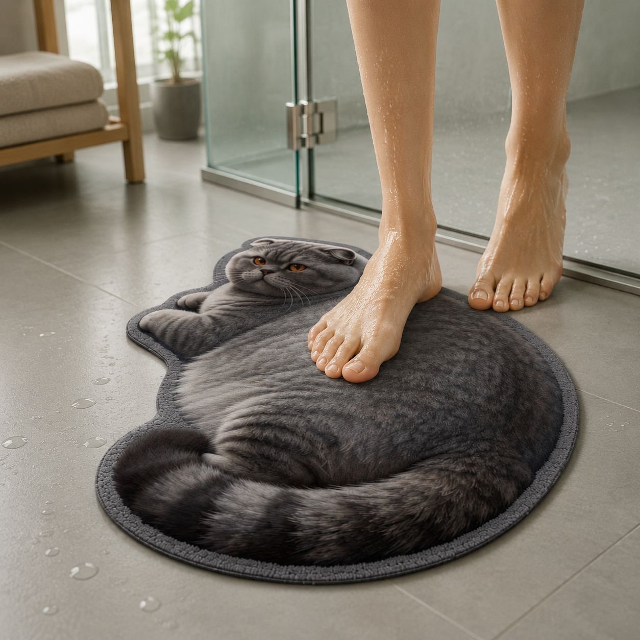 JMY-Cat Diatom Mud Absorbent, Non-Slip, Wear-Resistant Irregularly Shaped Bathroom Mat