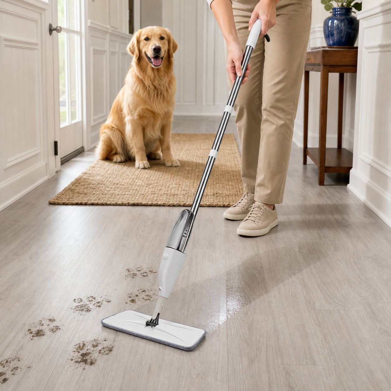 Hands-Free Thickened Spray Mop, Wet and Dry Dual-Use Flat Mop