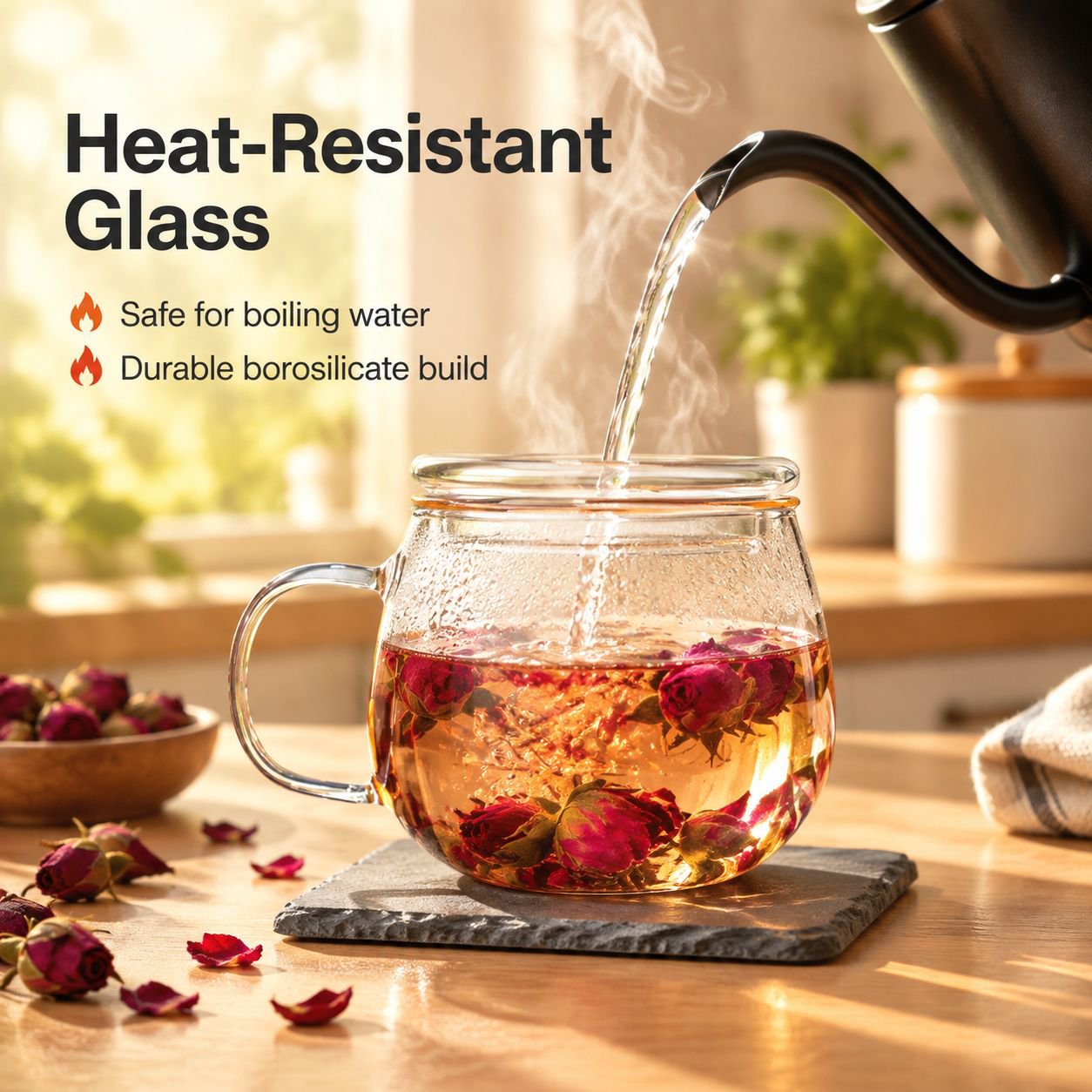 Yuanqu Three-Piece High Borosilicate Glass Tea Brewing Cup