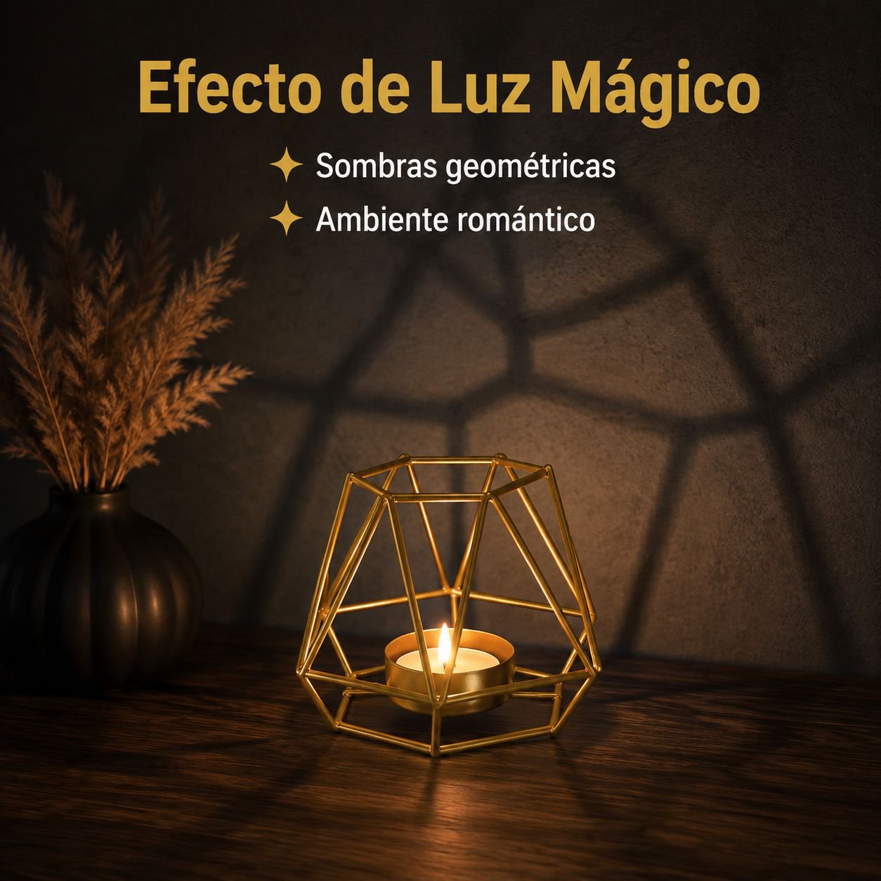 Candelabro geométrico de hierro dorado para aromaterapia y decoración creativa