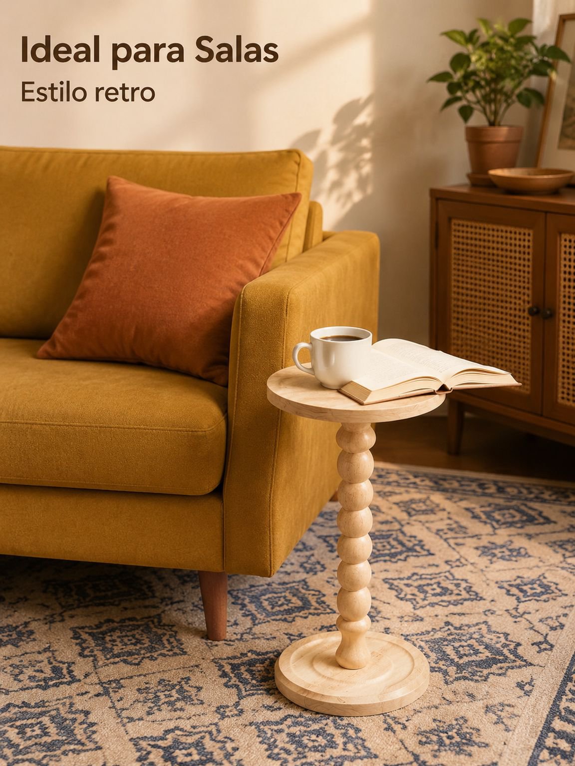 Mesa auxiliar de madera maciza de estilo retro americano