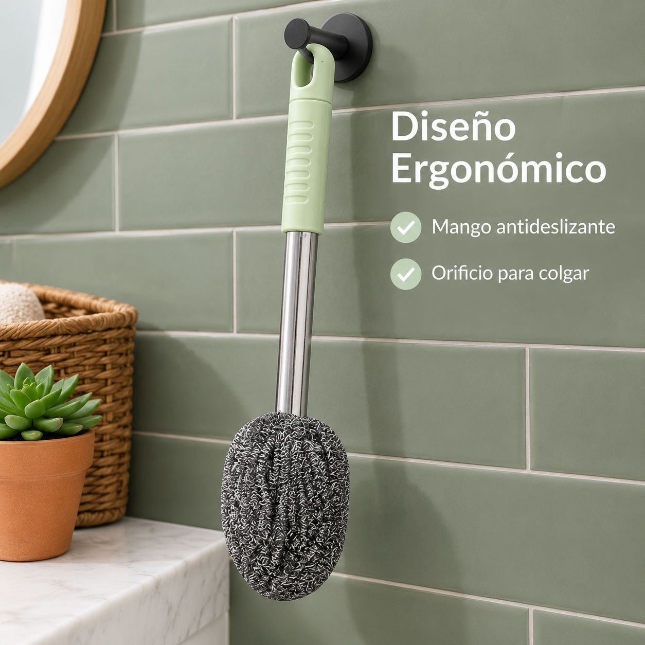 Cepillo de inodoro de alambre de acero seguro para las manos
