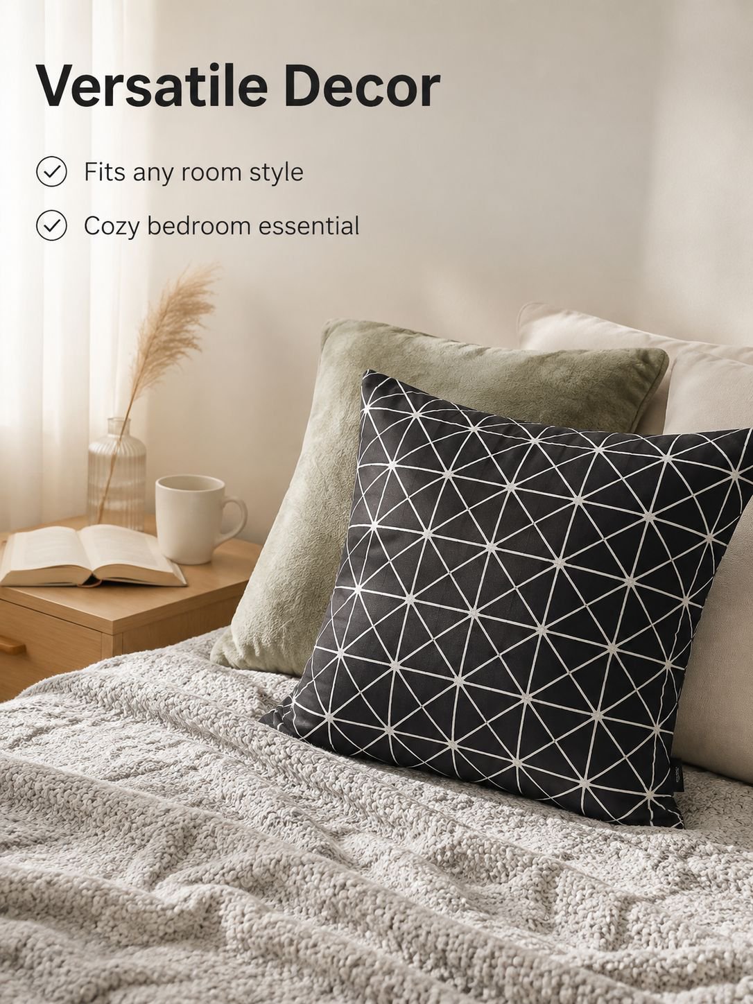 Geometric Black and White Cushion