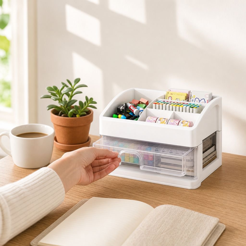 Organisateur de bureau compact sur une table de travail