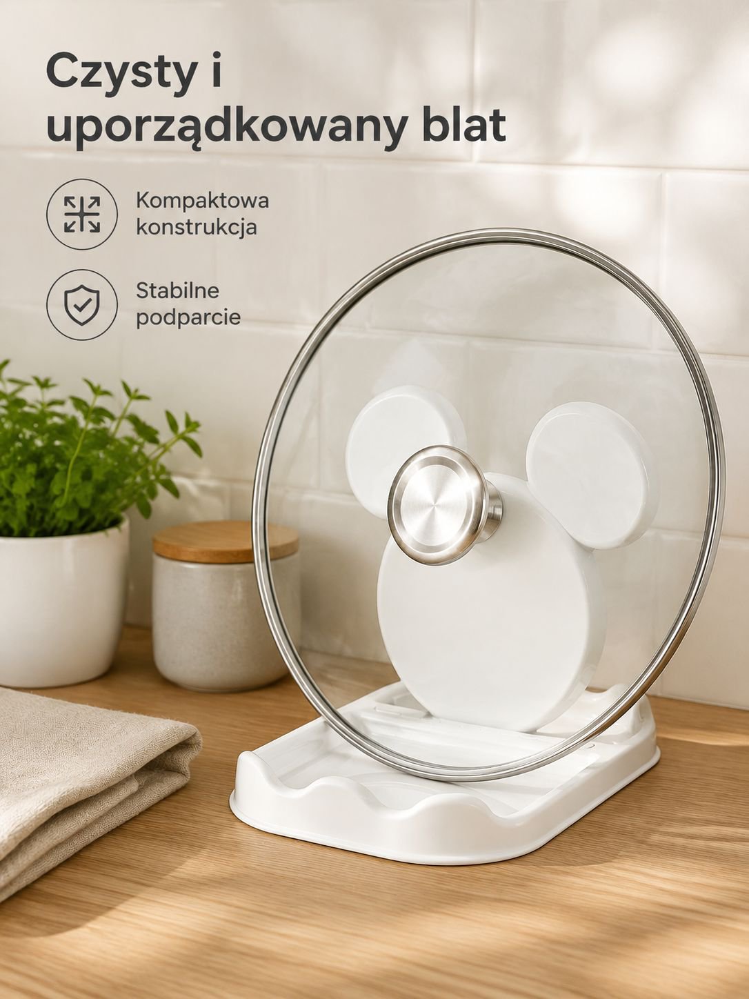 Uroczy stojak na pokrywki w stylu kreskówkowym, antybakteryjny i przeciwgrzybiczy