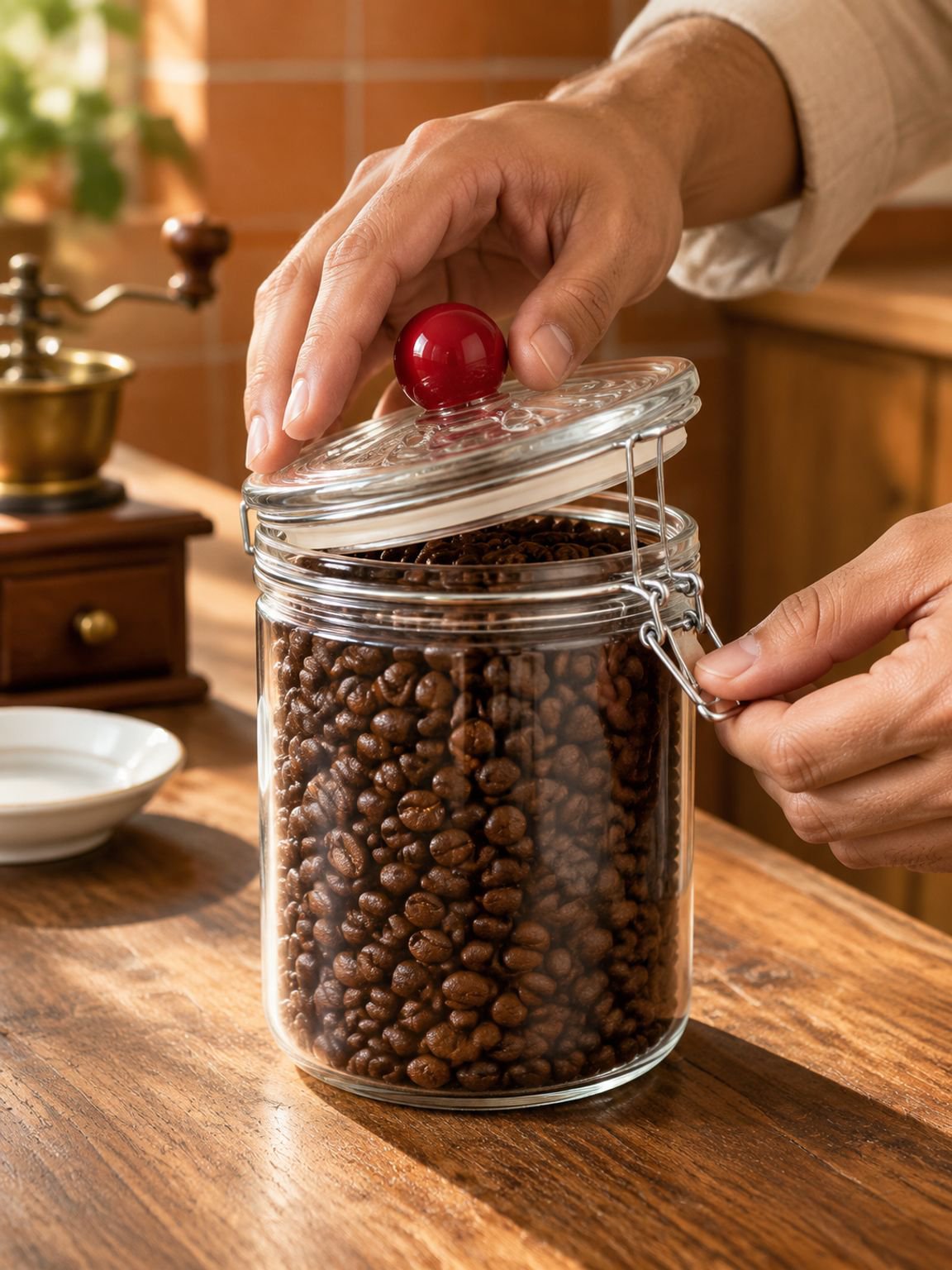 Recipiente para almacenar granos de café