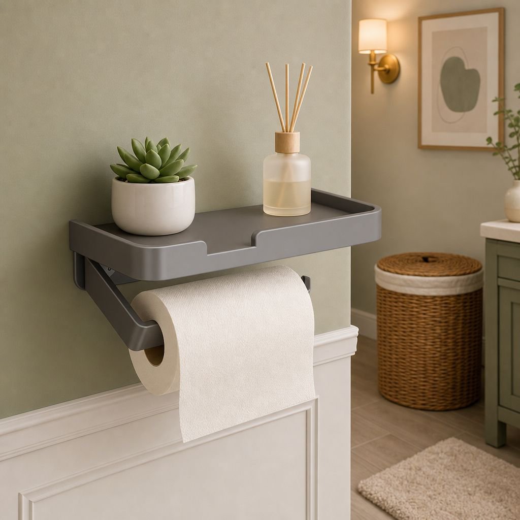 Bathroom tissue box, no-drill bathroom shelf, phone holder, toilet paper holder