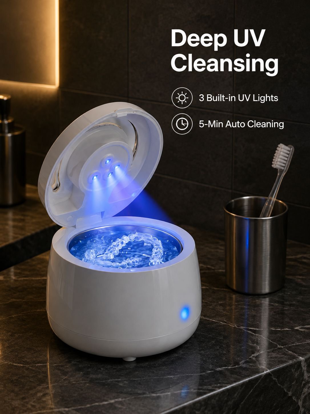 Multifunctional Denture & Retainer Jewelry Sonic Cleaner with UV Sterilizer