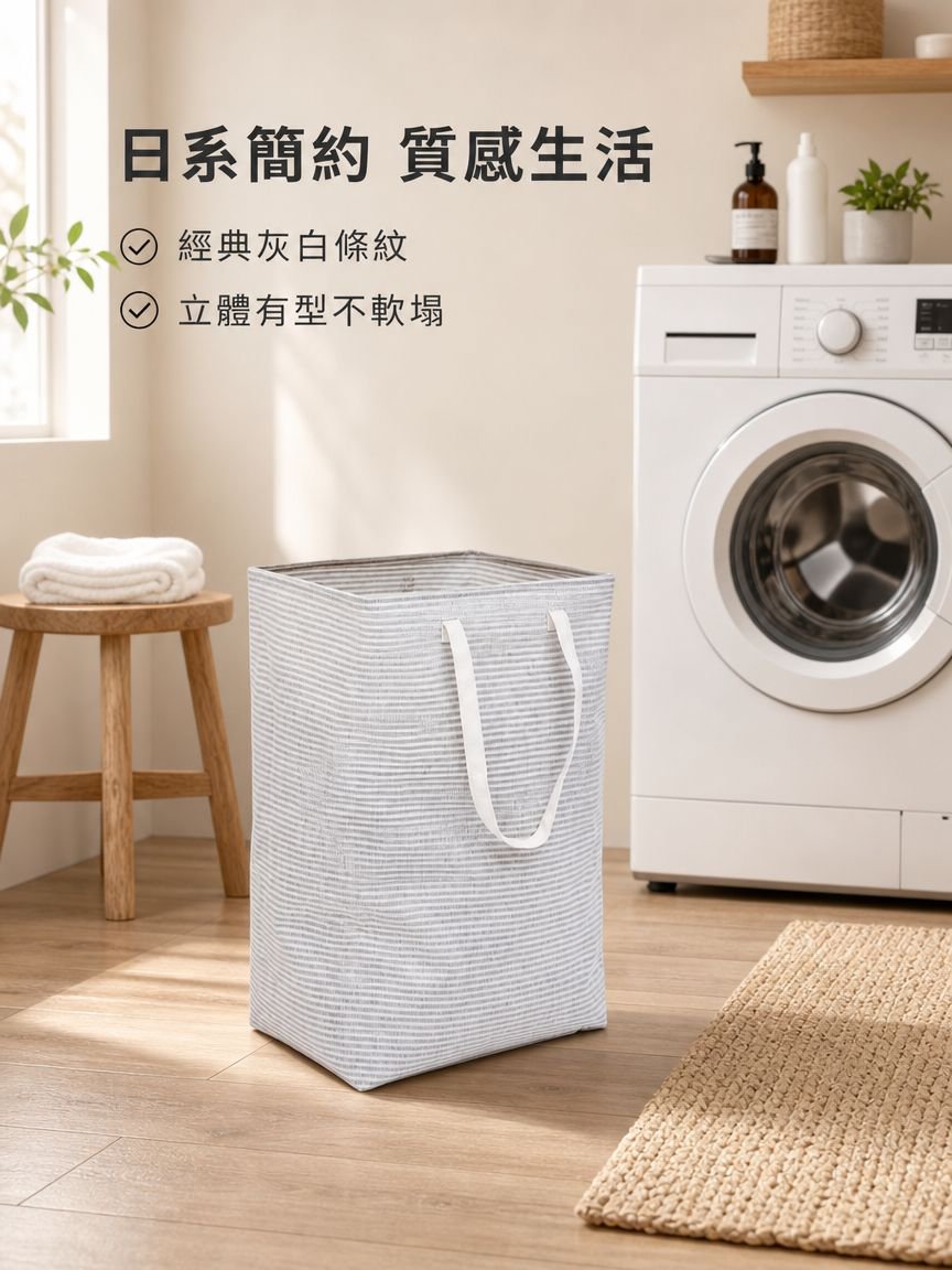 條紋折疊髒衣簍收納袋