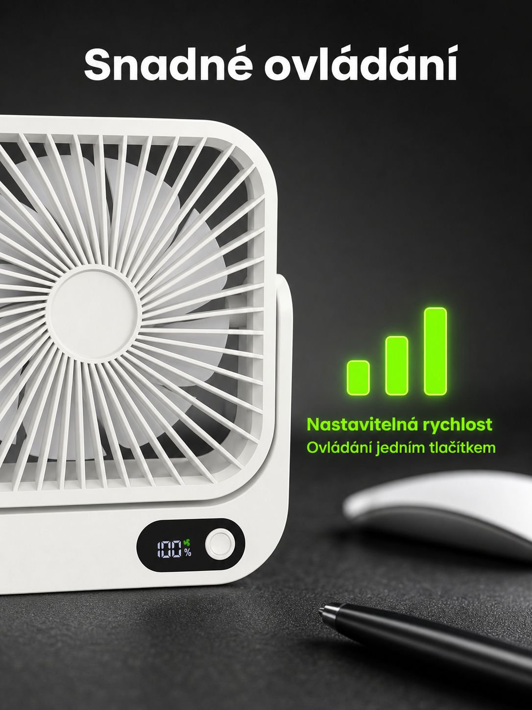 Přenosný klimatizační ventilátor vhodný na cesty