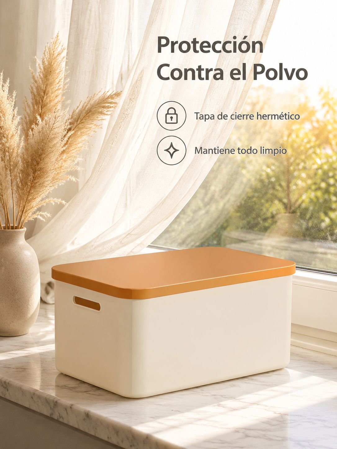 Caja de almacenamiento con tapa multiusos