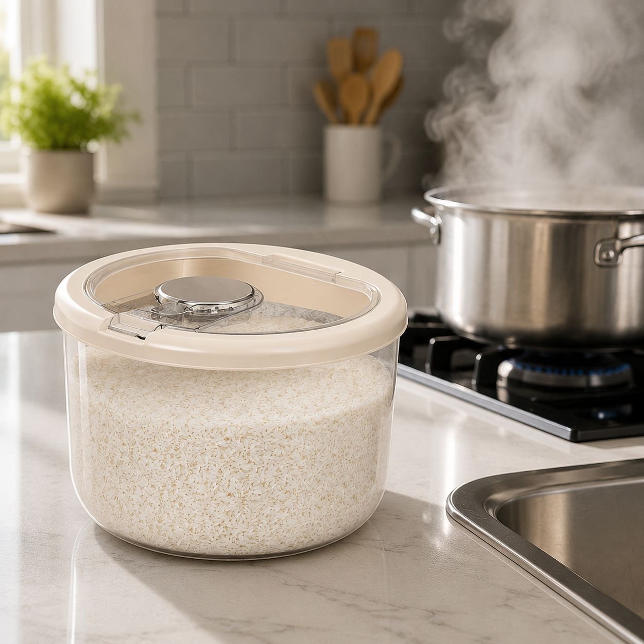 Airtight food container preventing pests and moisture
