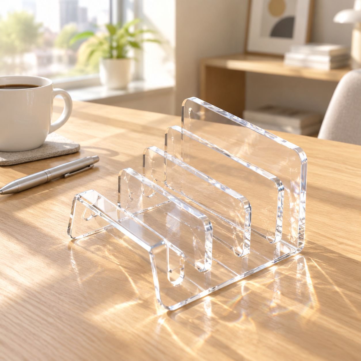 Acryl Handy Organizer mit Fächern, Desktop Ladestation für mehrere Handys