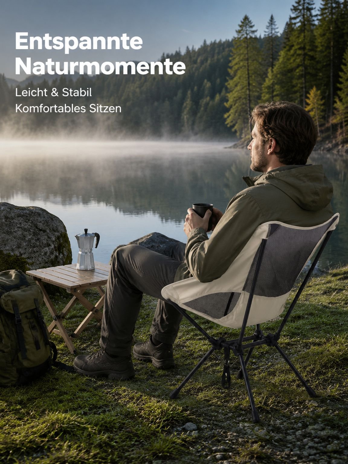 Tragbarer klappbarer Stuhl für draußen, Strandstuhl, Angeltisch und Stühle, Camping-Klappstuhl