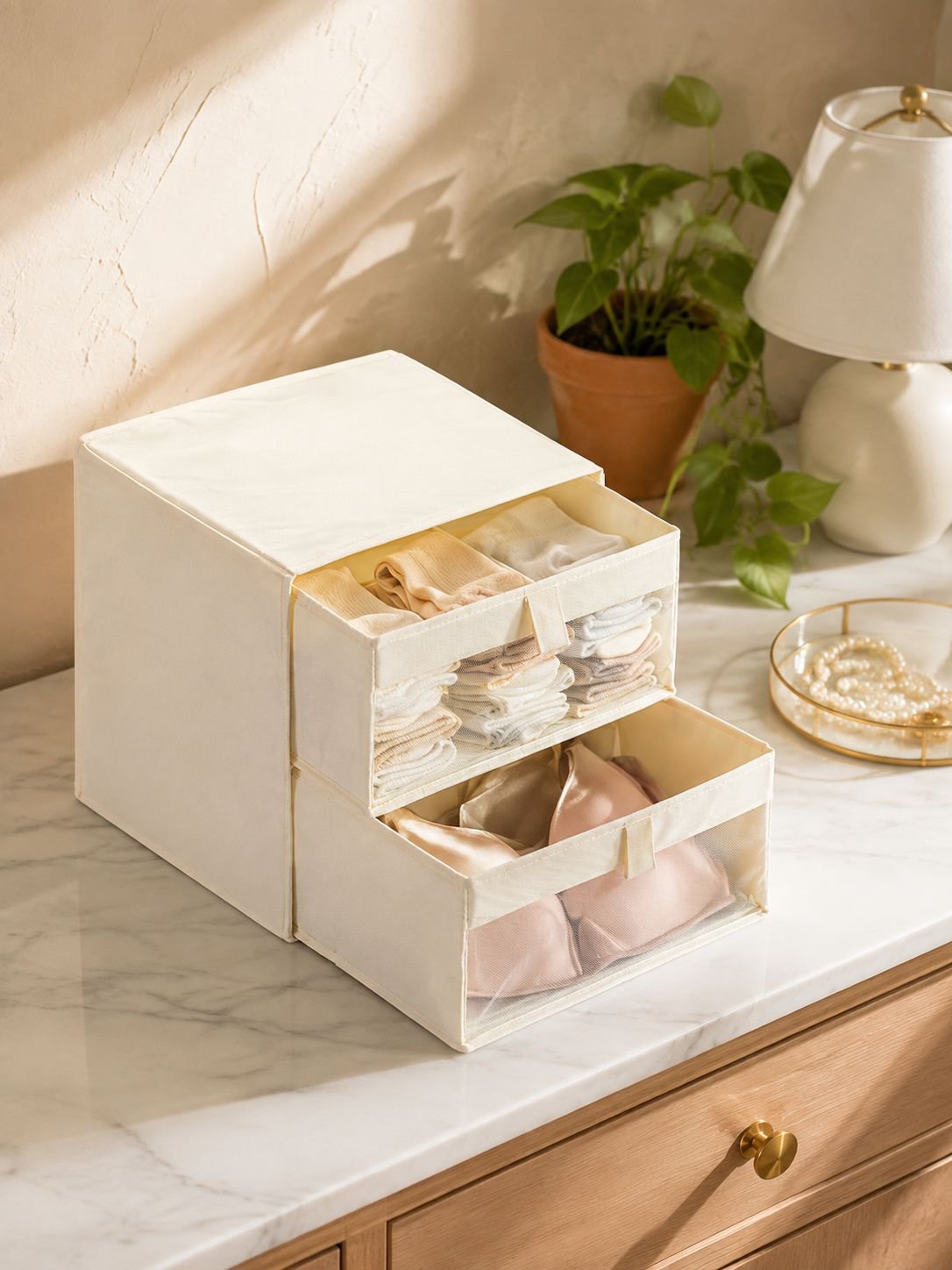 Boîte de rangement pliable en coton et lin pour vêtements, tiroir de rangement