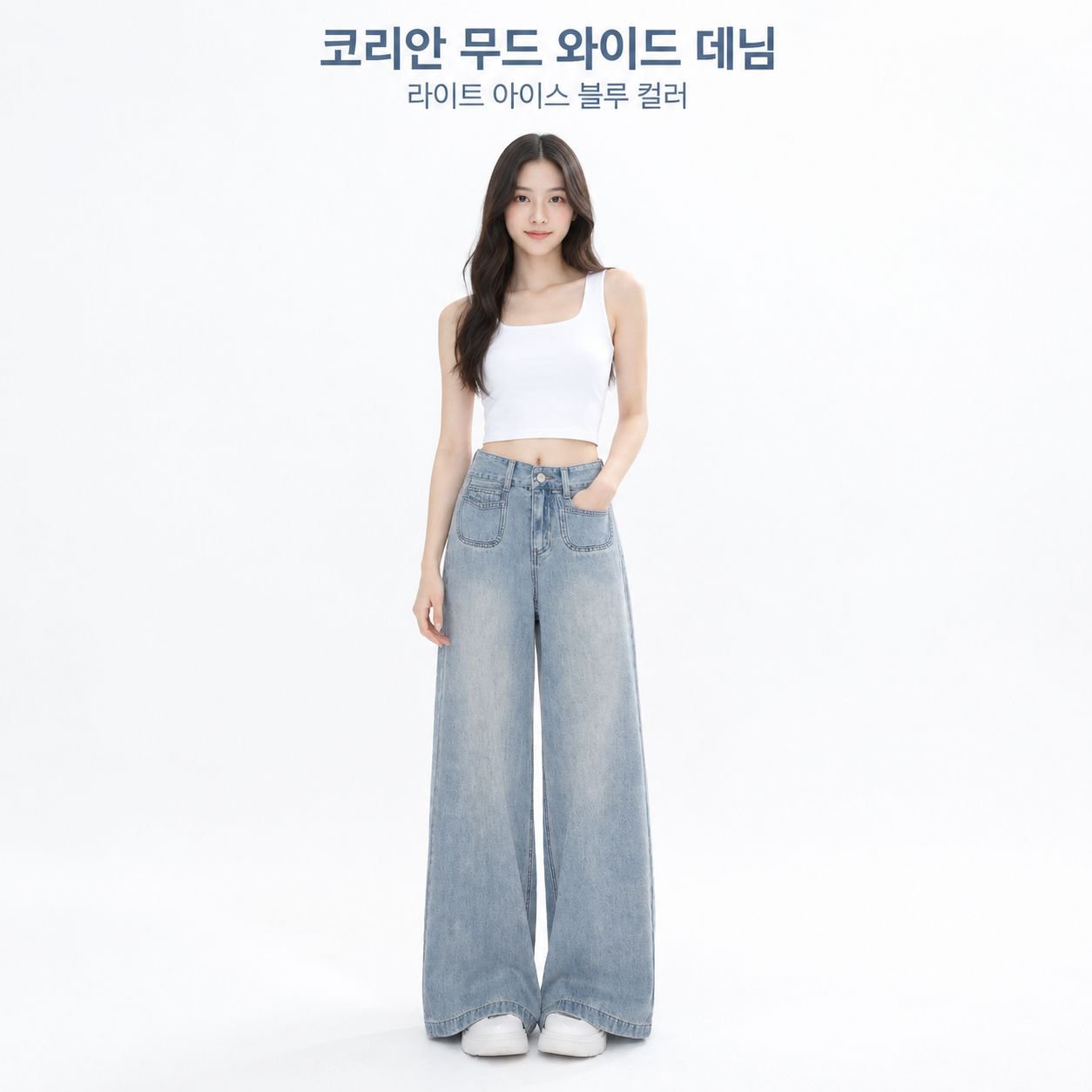 여유로운 핏의 스트레이트 와이드 레그 디자인으로 편안함을 강조