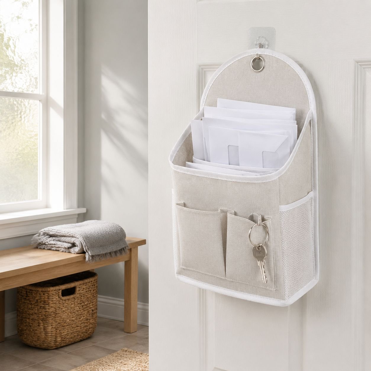 Wall Hanging Burlap Storage Bag, Over-the-door Multi-purpose Organizer