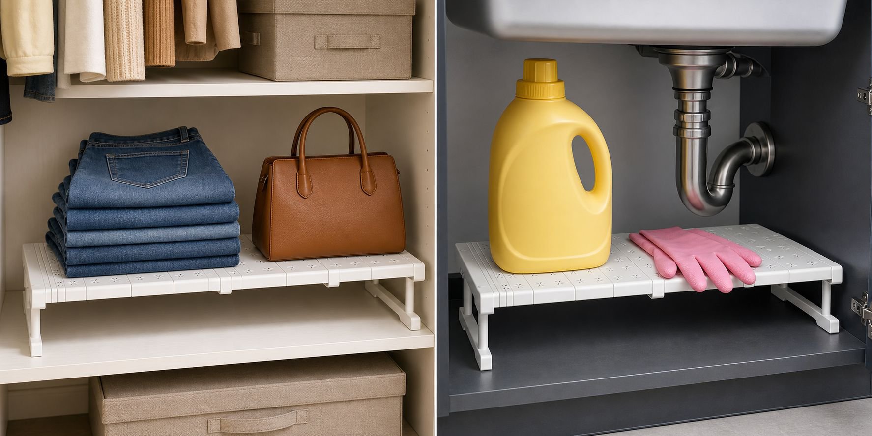 Durable and adjustable storage solution for cabinets