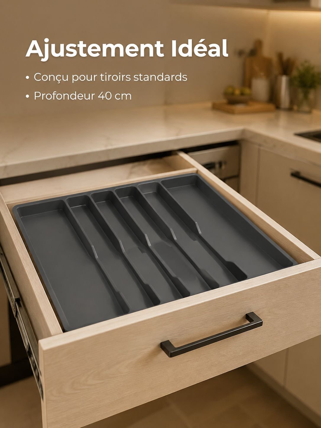 Boîte de rangement en silicone pour cuisine, séparateur de tiroir pour couverts