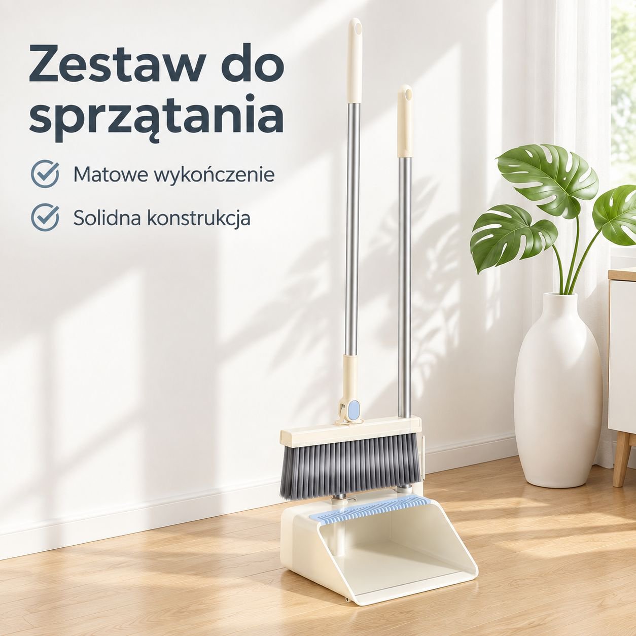 Nowy zestaw domowy: miotła i szufelka