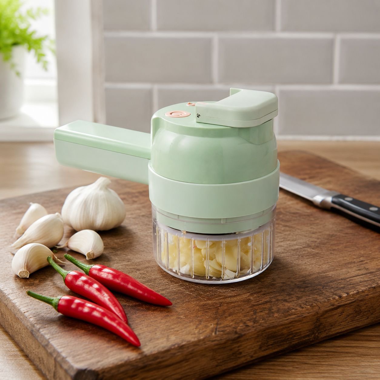 Multifunctional High-Speed Vegetable Slicer, Garlic Grinder, Gatling Gun Design