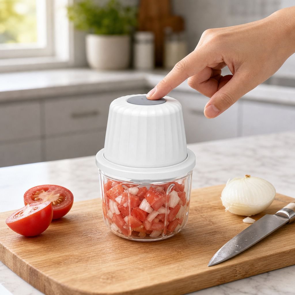 Picadora de ajo inalámbrica minimalista moderna en cocina