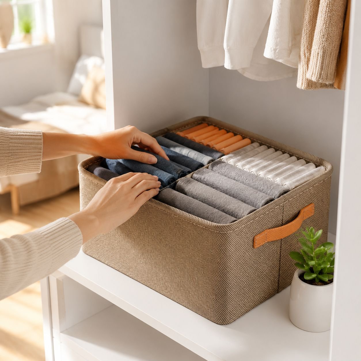 Large foldable storage box with handles
