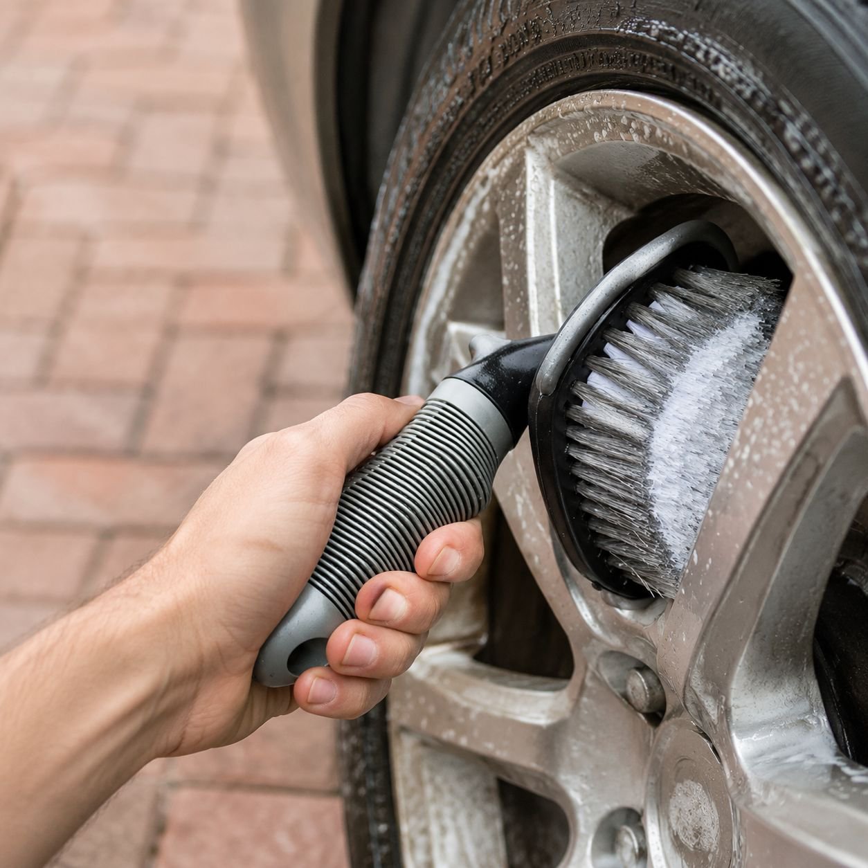 Versatile car cleaning tool for tires and wheels