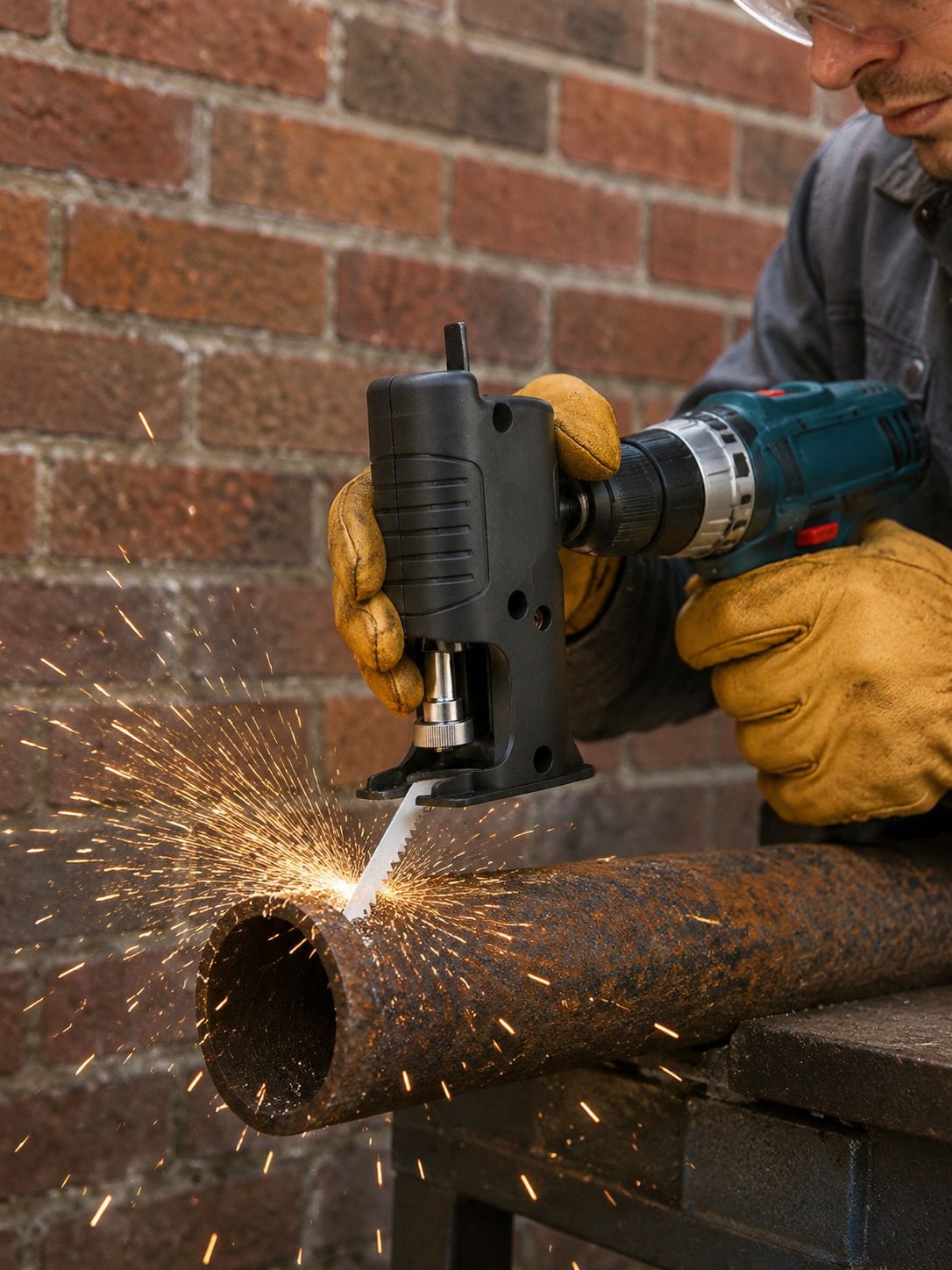 Versatile electric drill accessory for cutting wood